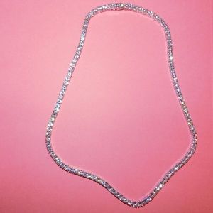 18” Princess Tennis Necklace – 18K White Gold Plated 3MM Cubic Zirconia Crystals